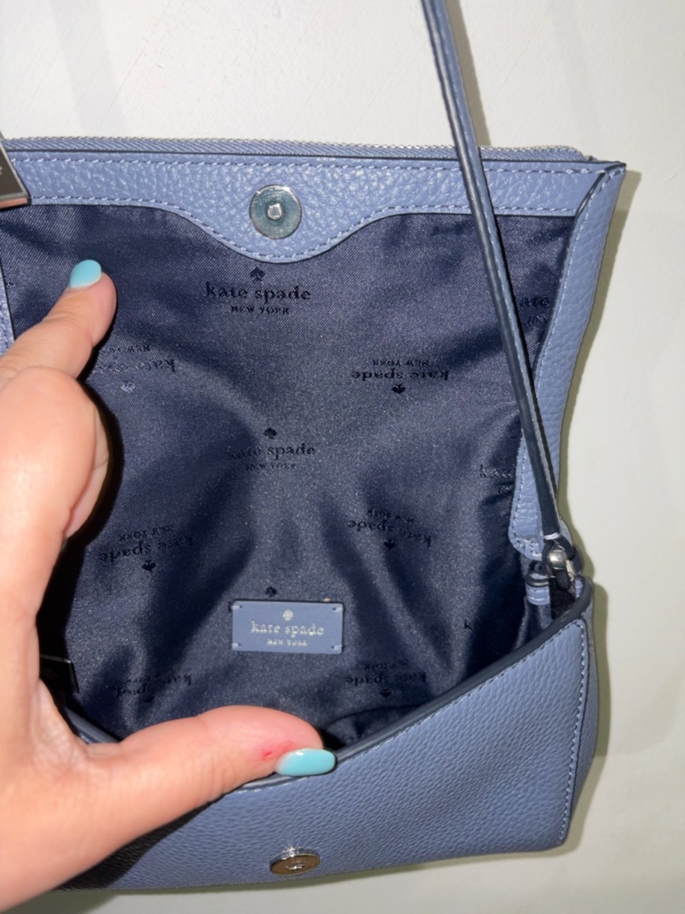NWOT kate spade Pebbled Leather Purse -  Light Navy - Picture 4 of 7